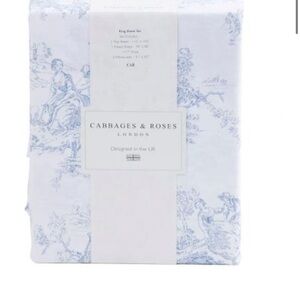 Cabbages & Roses London England Toile Ladies 100% Cotton Percale Queen Sheet